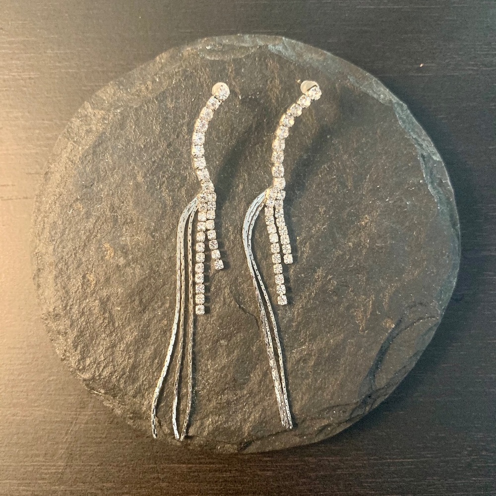Fun Dangly Silver Sparkly Earrings